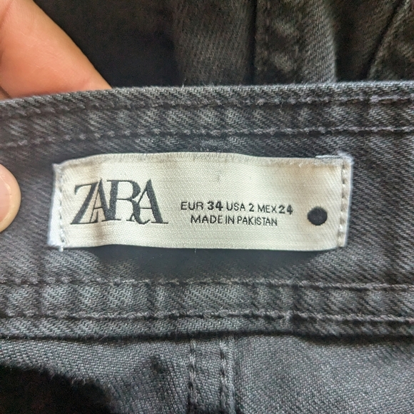 ZARA The Marine Straight Pants Black High Rise Flare Size 2 - Picture 8 of 12